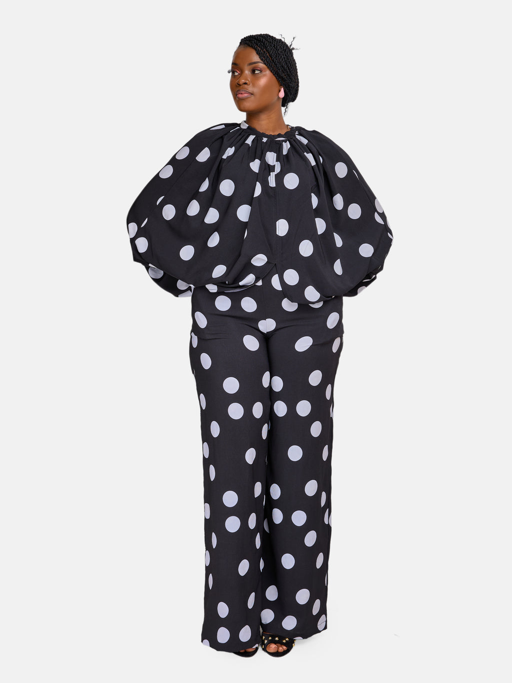 Polka Pants Set - Black & White