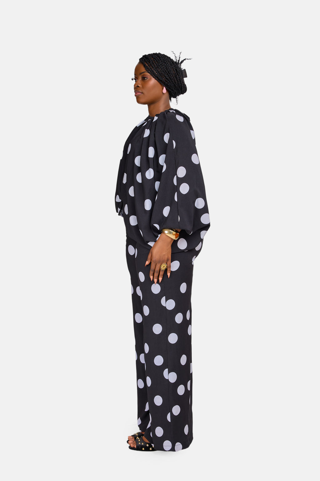 Polka Pants Set - Black & White