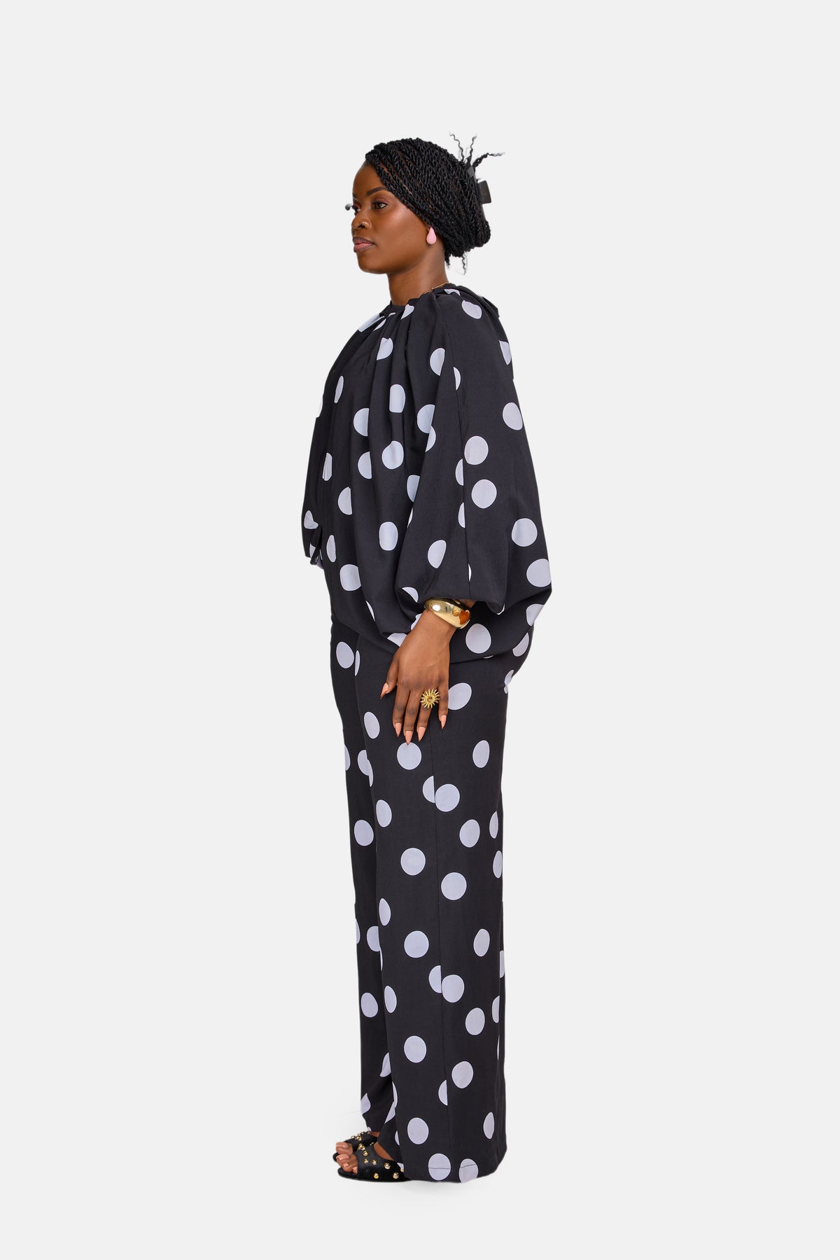 Polka Pants Set - Black & White
