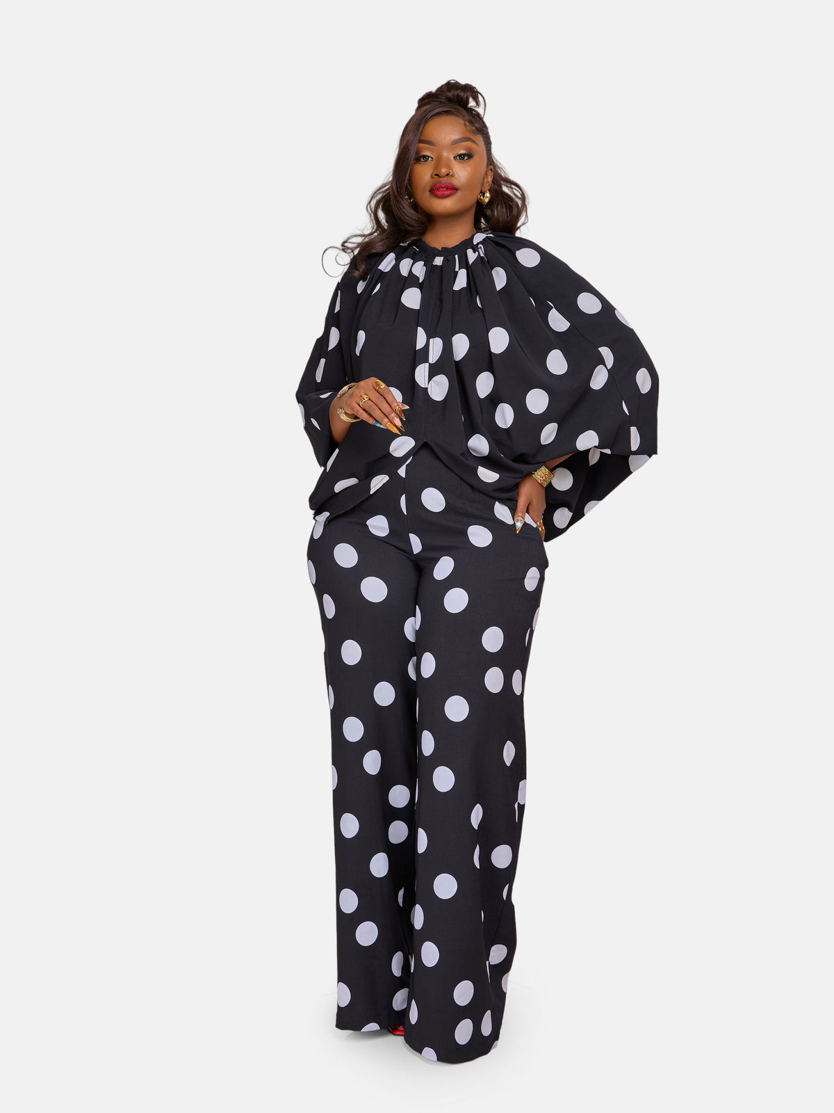 Polka Pants Set - Black & White