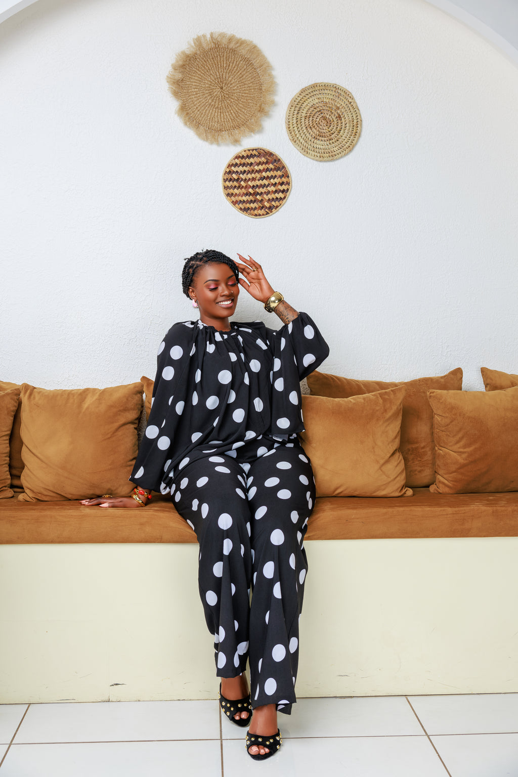 Polka Pants Set - Black & White