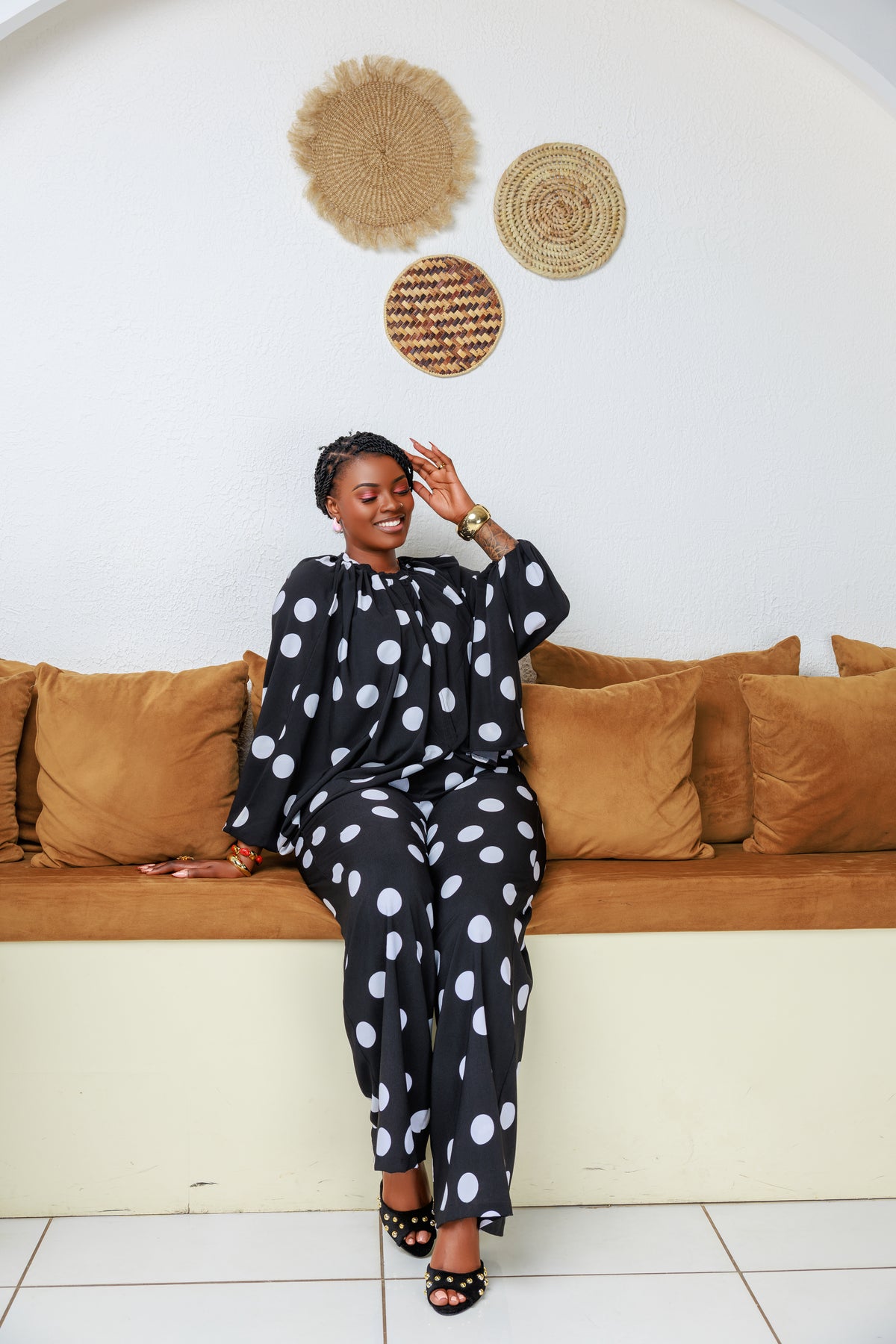 Polka Pants Set - Black & White