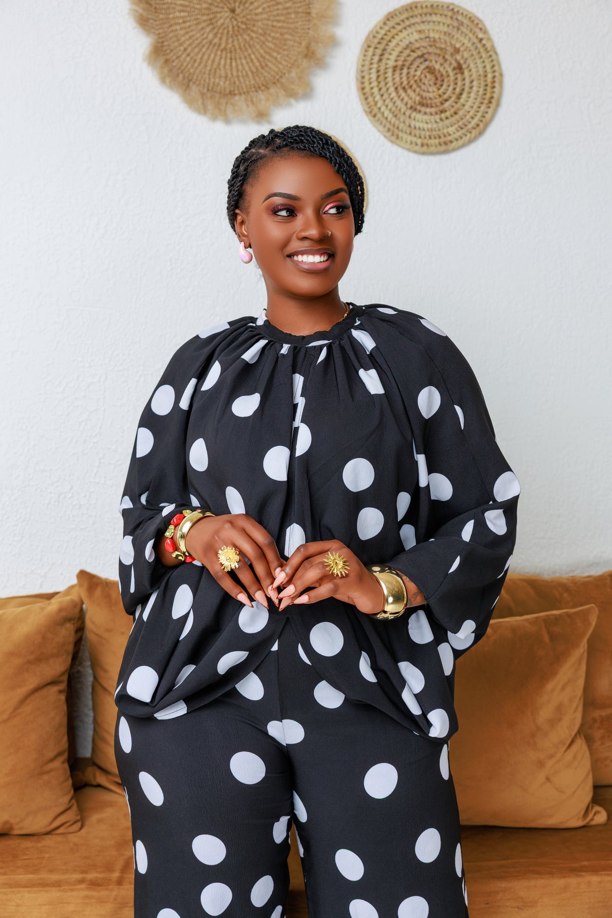 Polka Pants Set - Black & White