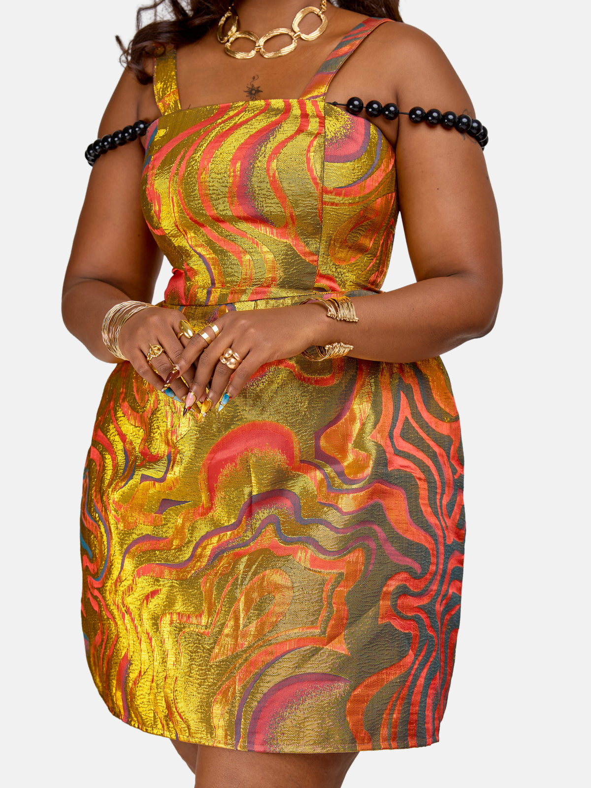 Kaleido Mini Bead Dress - Orange