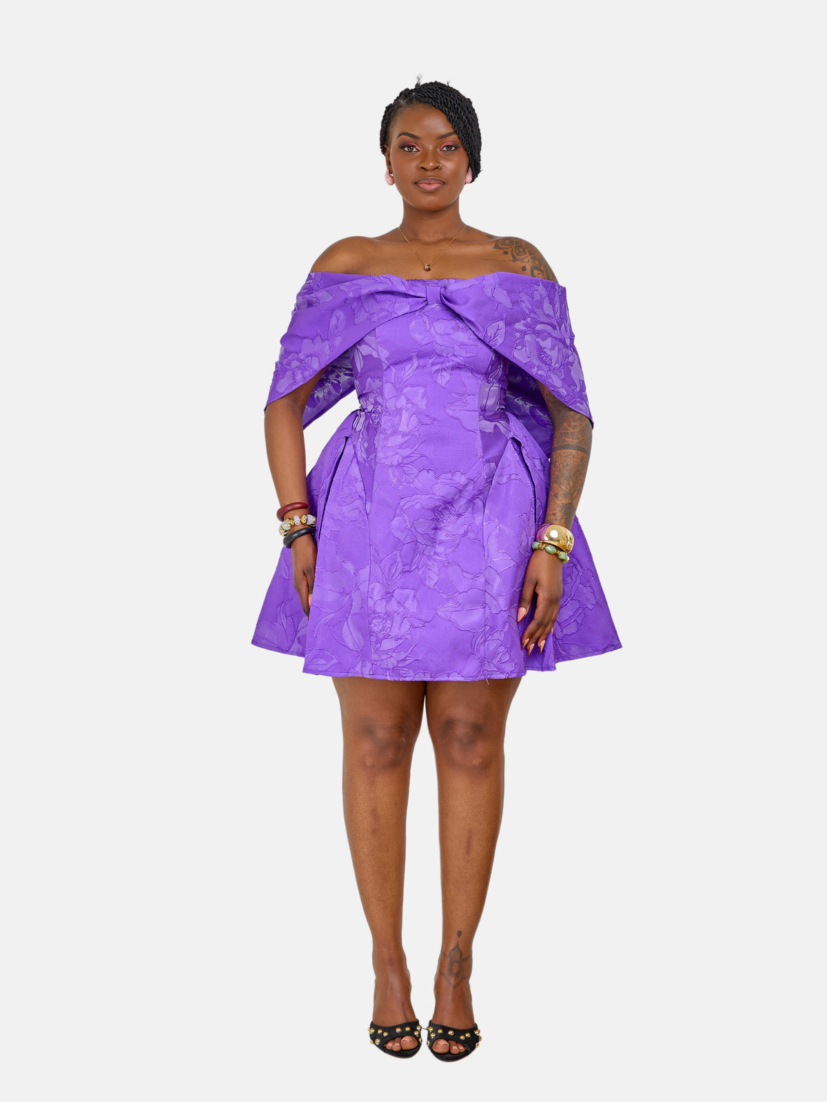 Poppy Mini Skater Dress - Purple