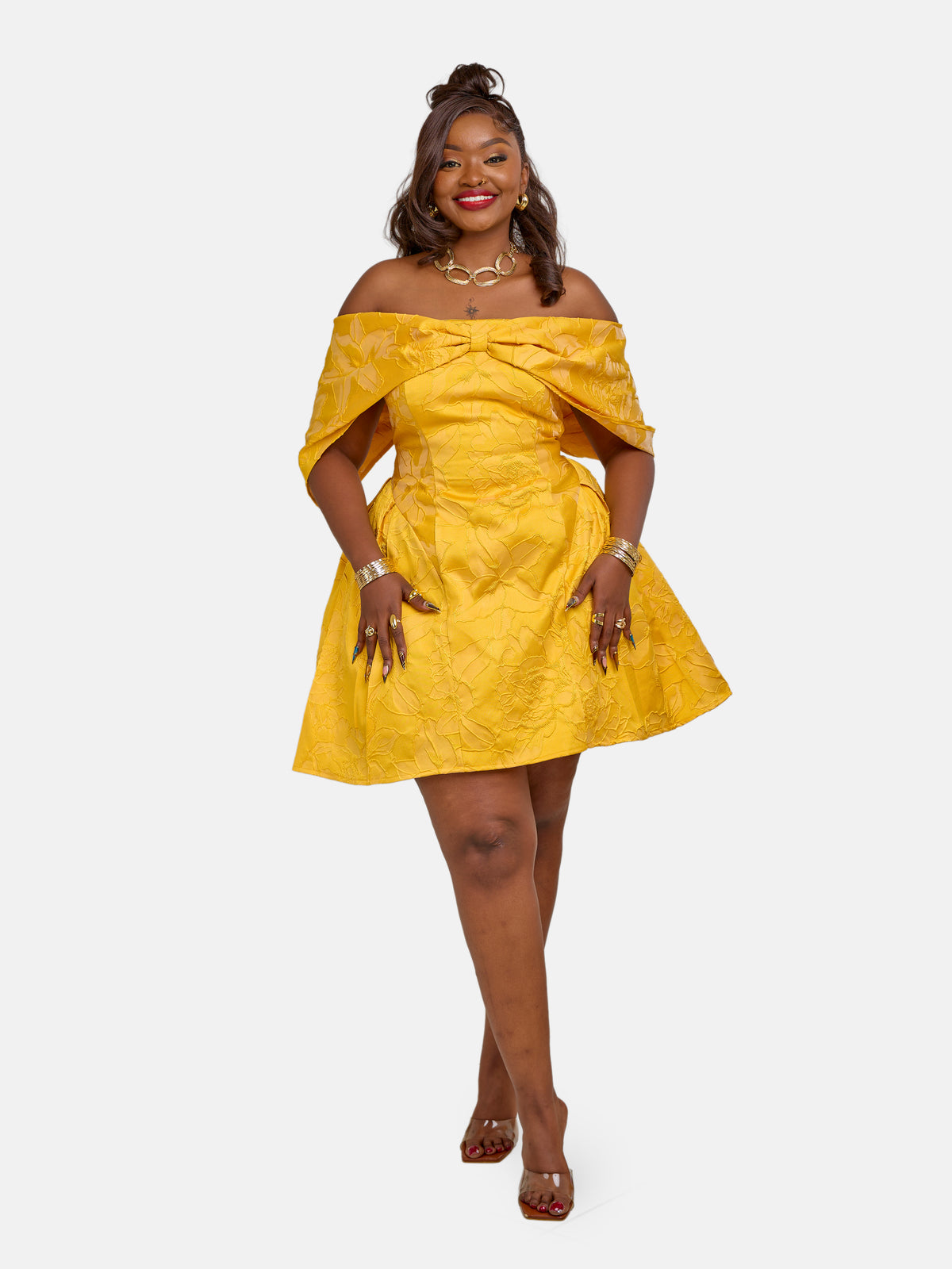 Poppy Mini Skater Dress - Yellow