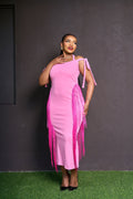 Fringe Midi Dress-Pink