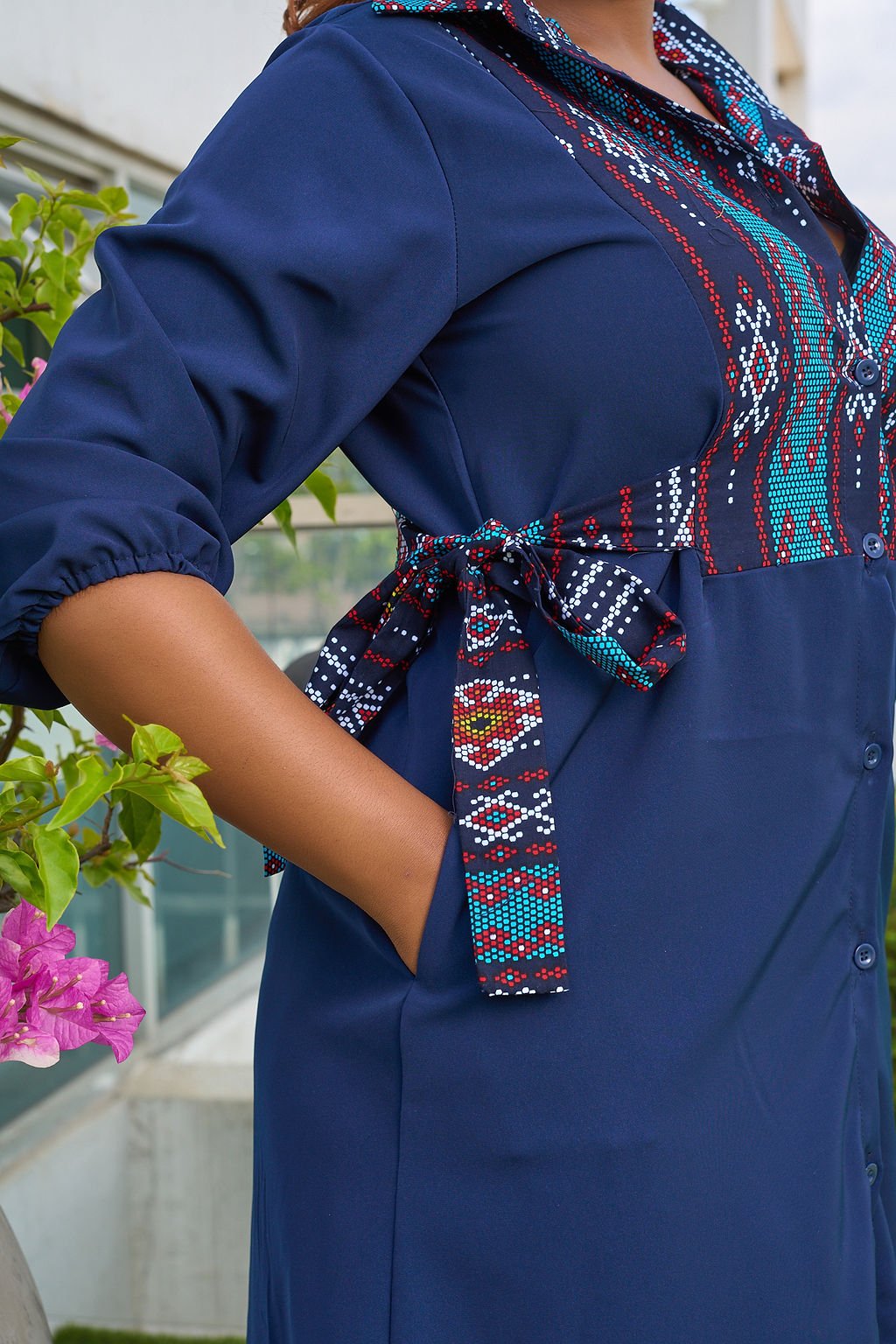Bree Shirt Dress - Navy Blue