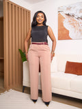 Knife Pleat Palazzo Pants - Nude