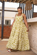 Nairobi Maxi Dress - Lime Green Floral Tiered