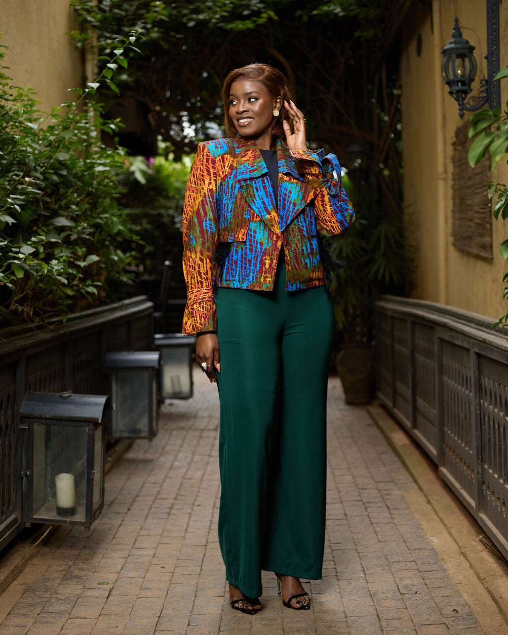 Cropped Jacket - Teal & Orange