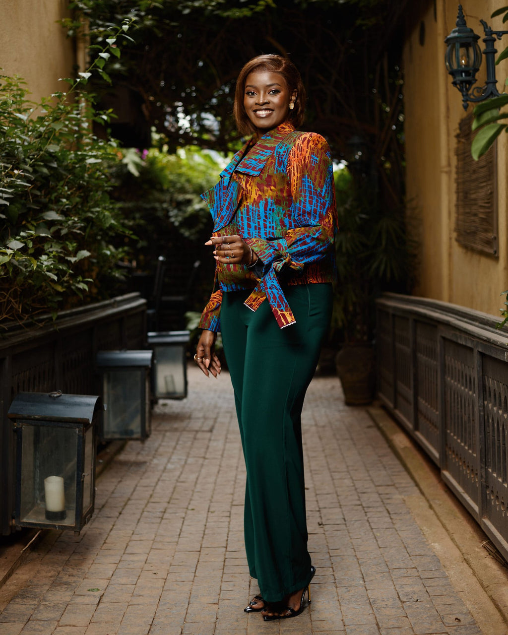 Cropped Jacket - Teal & Orange