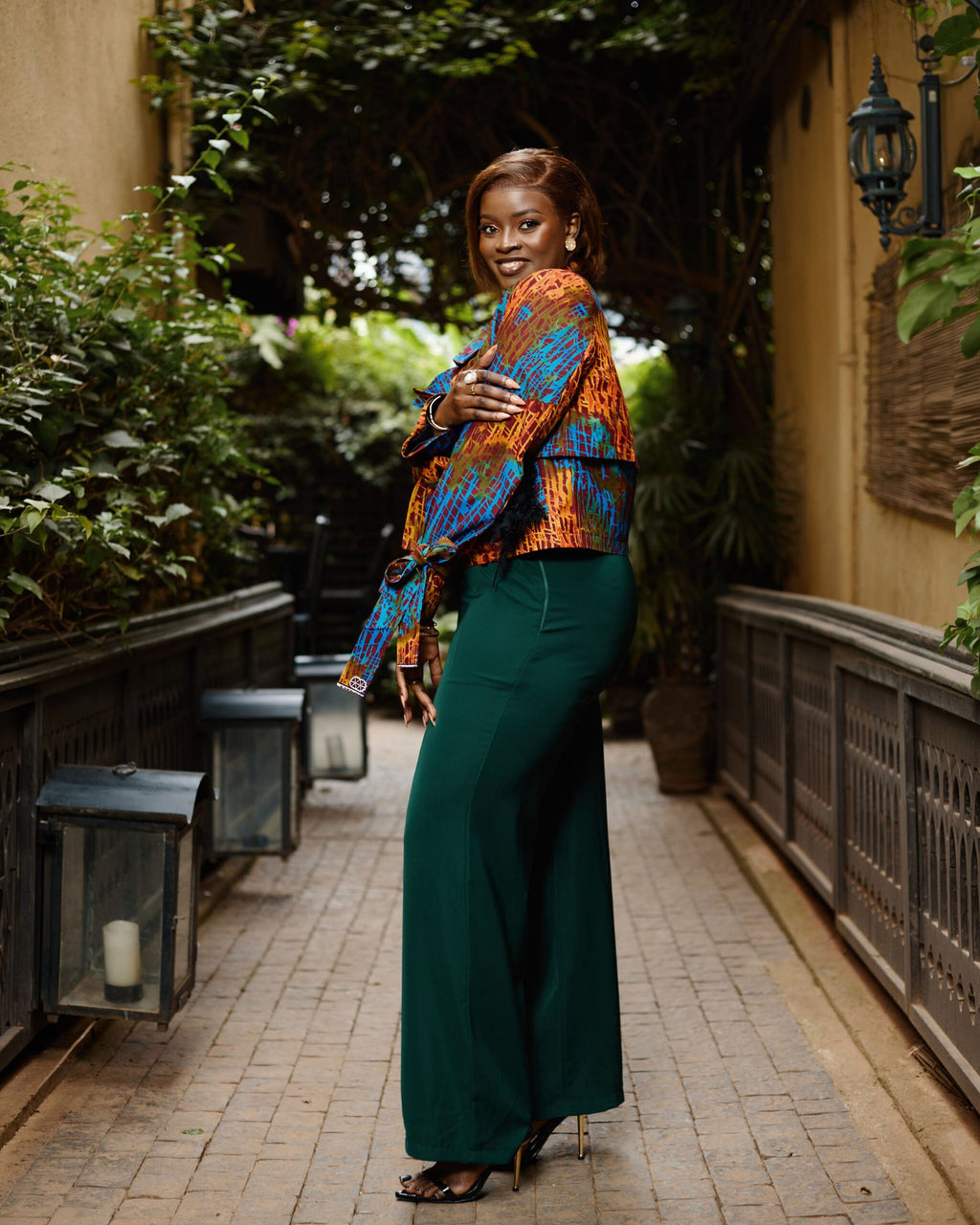 Cropped Jacket - Teal & Orange