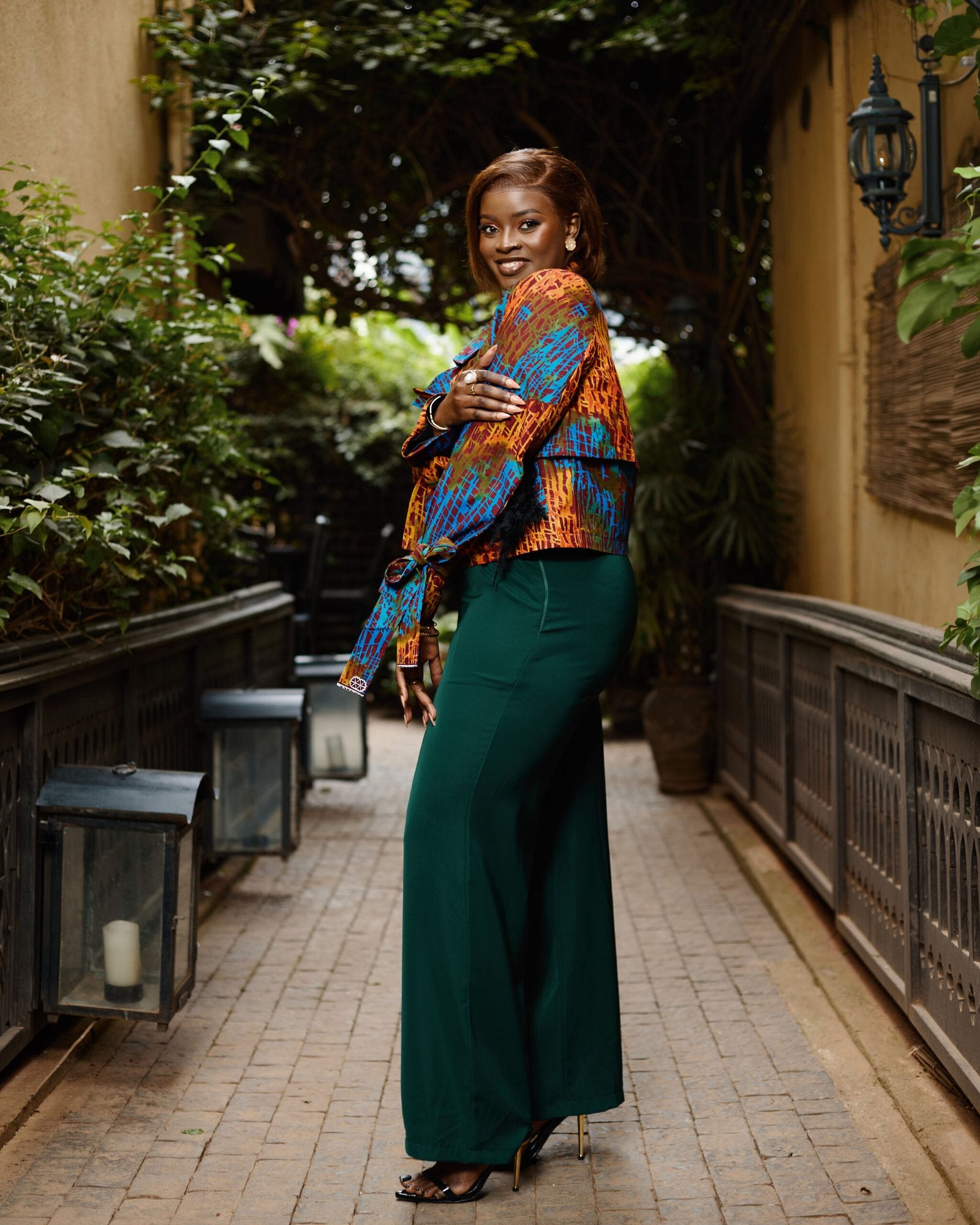 Cropped Jacket - Teal & Orange
