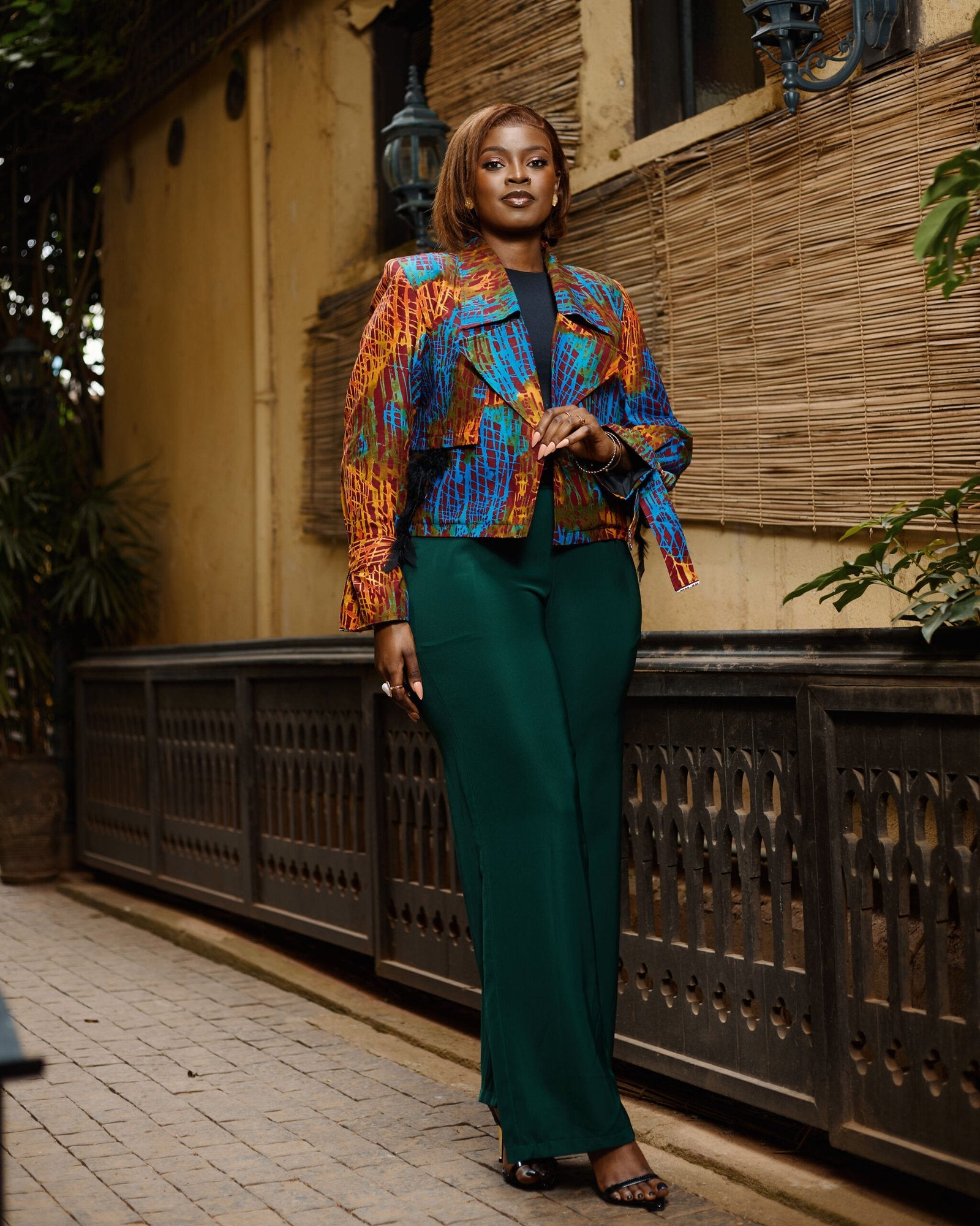 Cropped Jacket - Teal & Orange