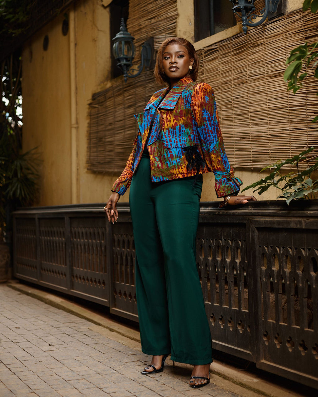 Cropped Jacket - Teal & Orange