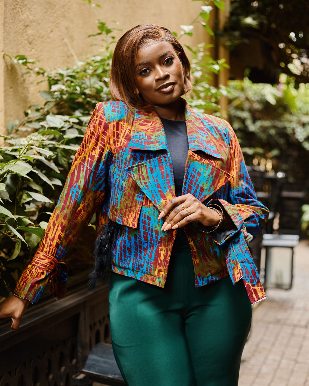 Cropped Jacket - Teal & Orange
