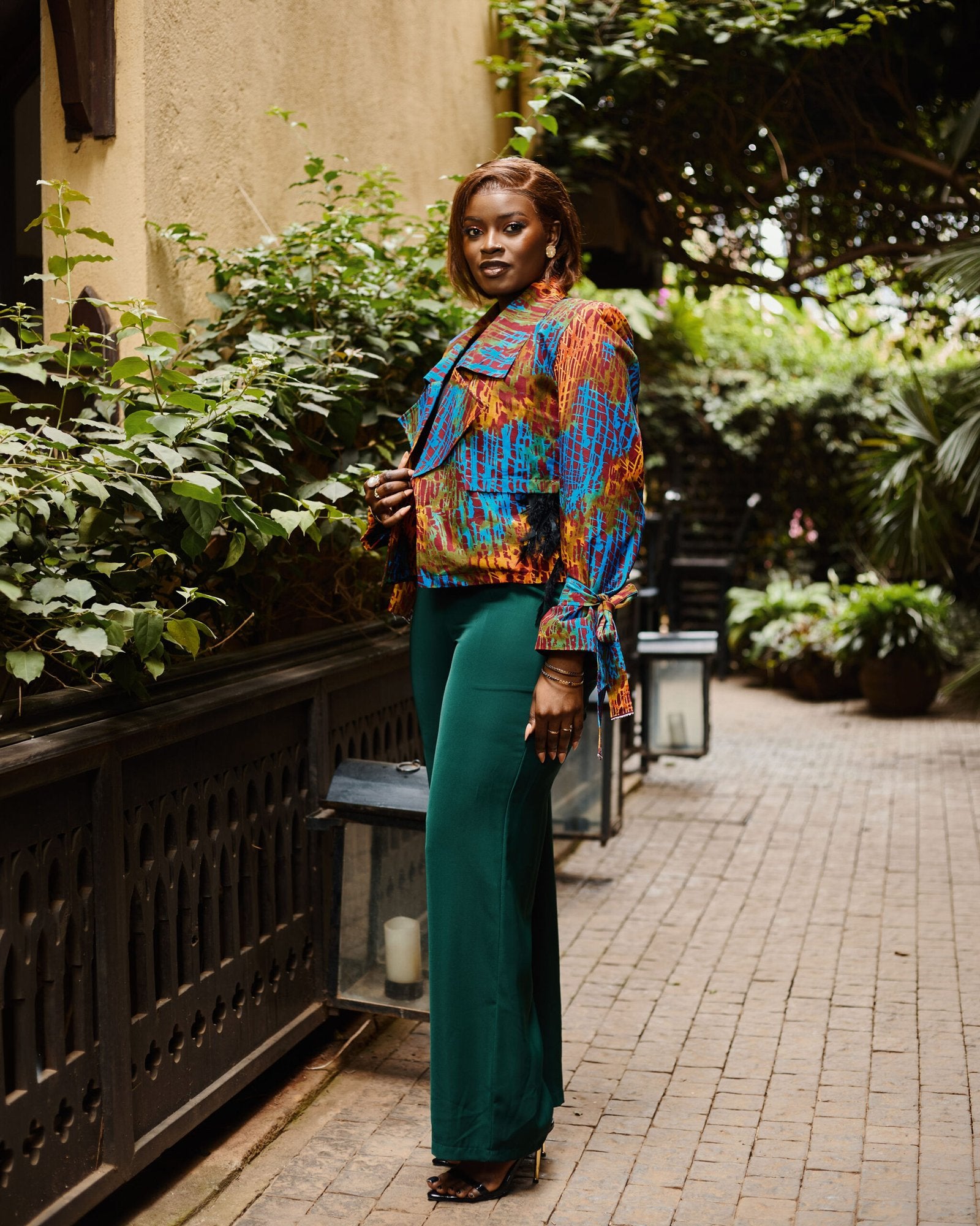 Cropped Jacket - Teal & Orange