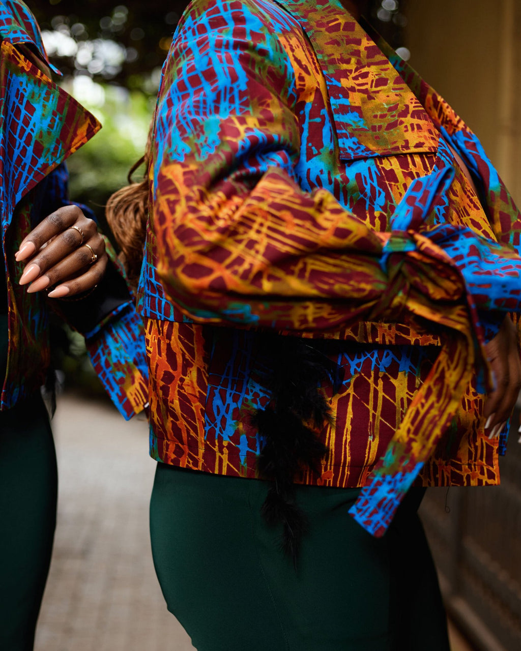 Cropped Jacket - Teal & Orange