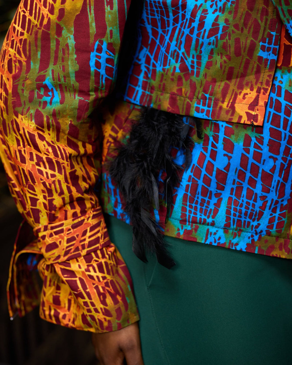 Cropped Jacket - Teal & Orange