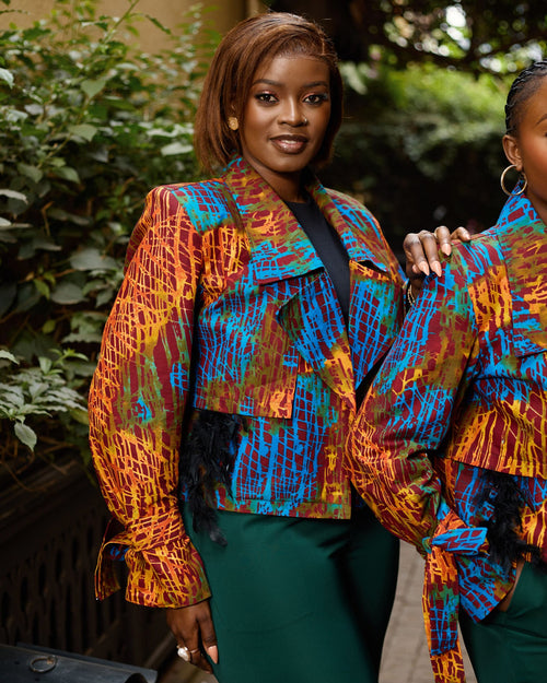 Cropped Jacket - Teal & Orange