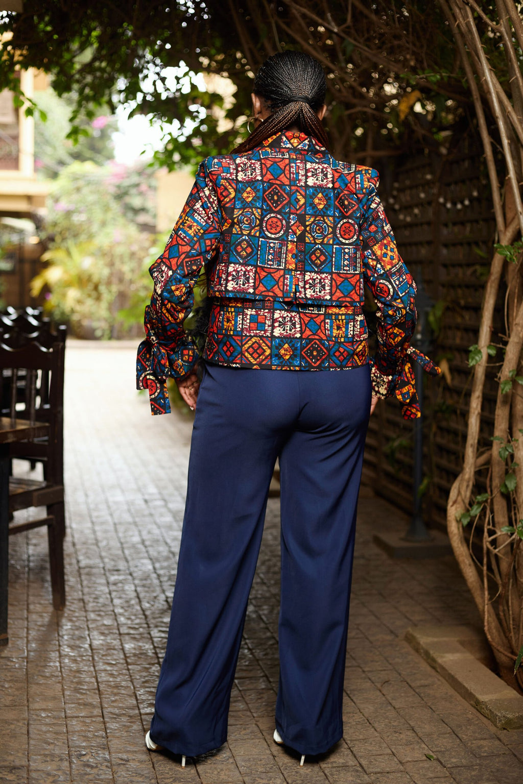 Cropped Jacket - Blue & Orange Patchwork