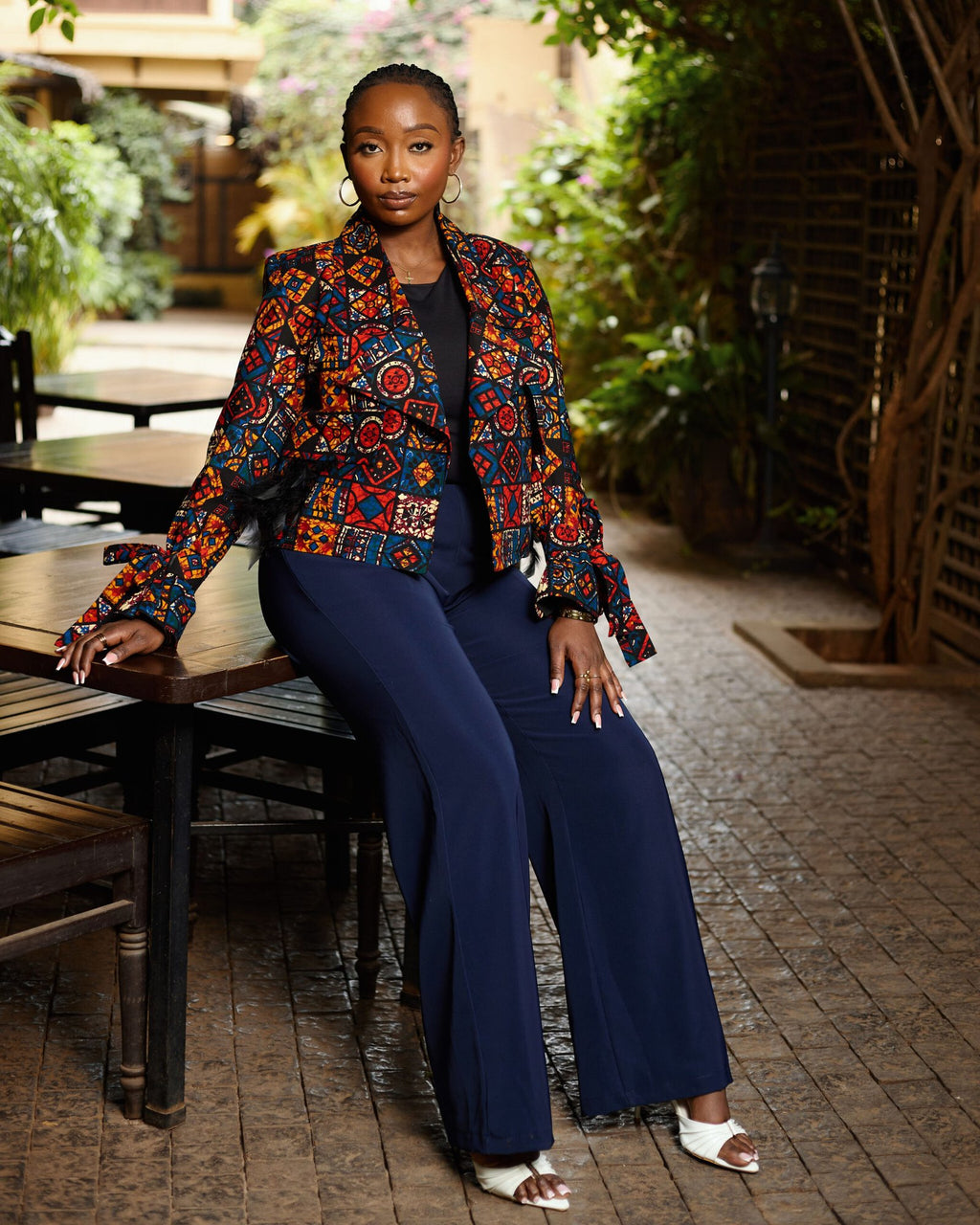 Cropped Jacket - Blue & Orange Patchwork