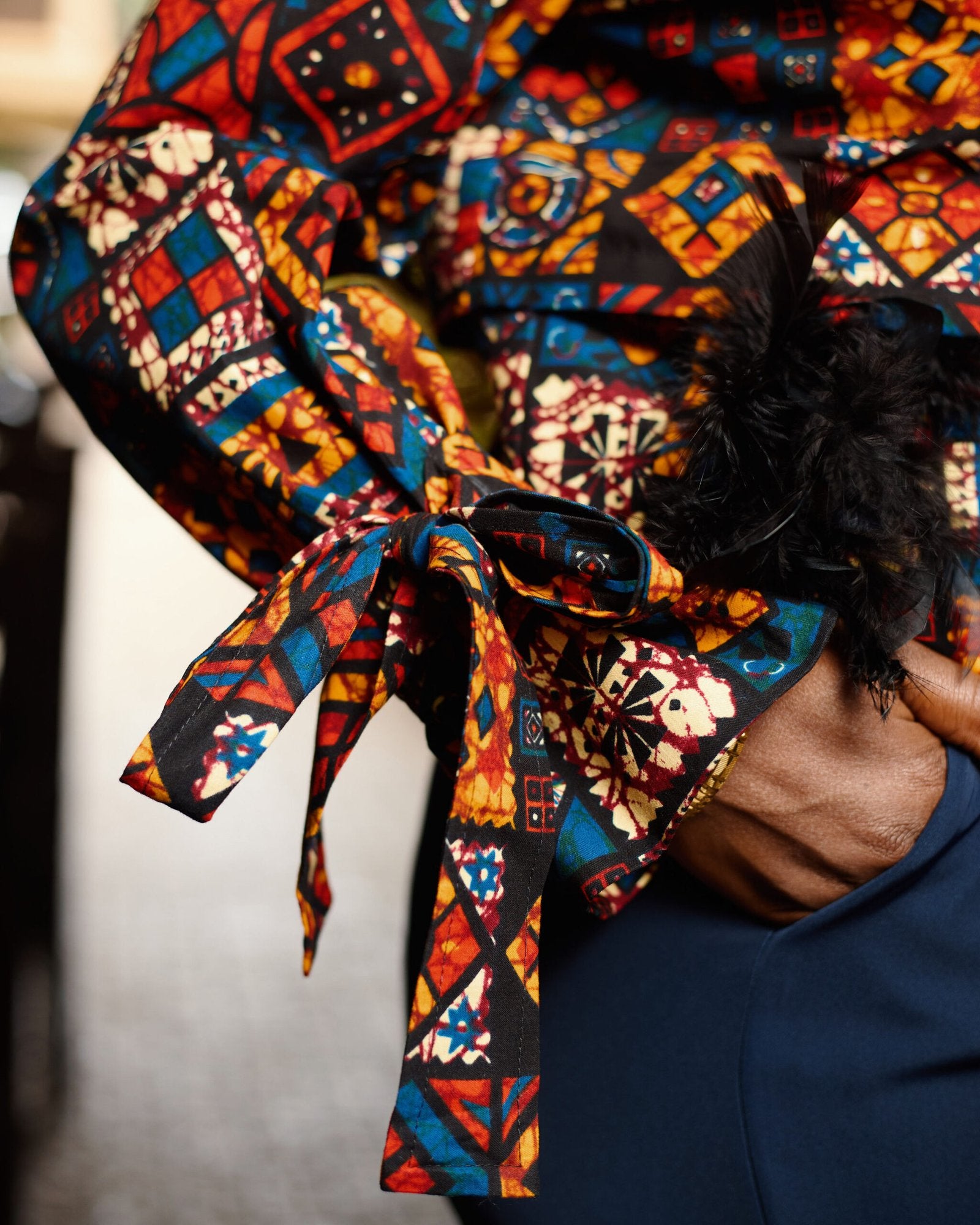 Cropped Jacket - Blue & Orange Patchwork