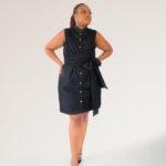 KP Sleeveless Shirt Dress - Black