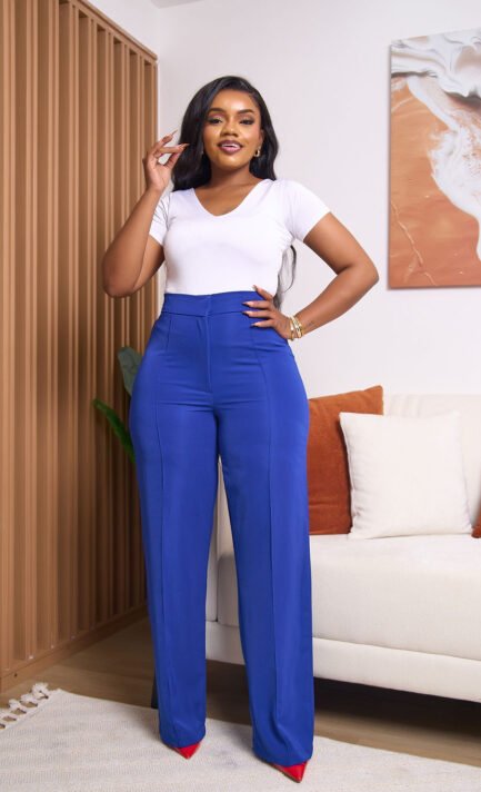 Pin Tuck Palazzo Pants - Royal Blue