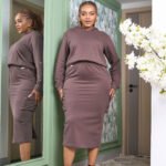 Fleece Cargo Skirt Set-Mocha Brown