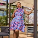 Turtle Shift Dress-Blue/Red