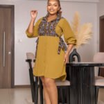 Bree Shirt Dress - Mustard & African Print