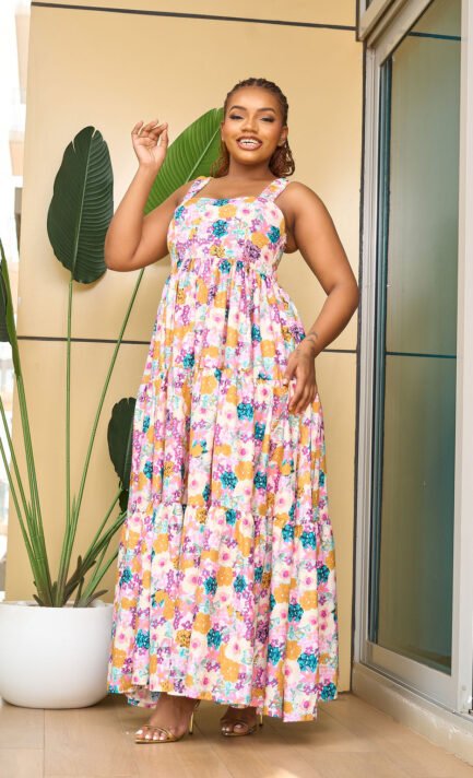 Nairobi Maxi Dress - Pink & Gold Floral