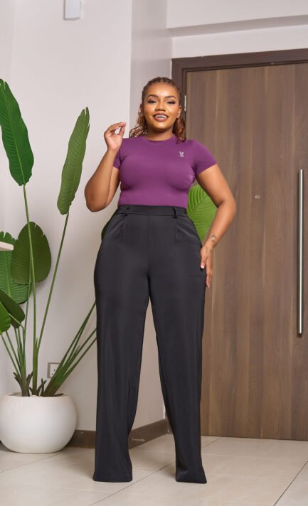 Box Pleat Palazzo Pants - Noir Black