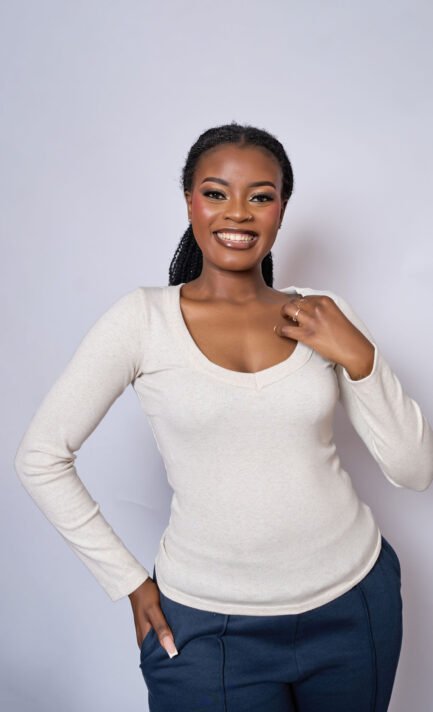 Ribbed Long Sleeve Top - White